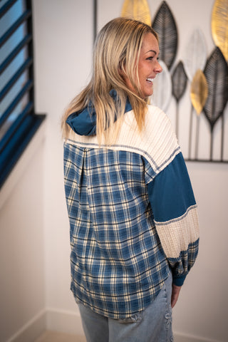 Blue Skies Patchwork Henley Hoodie Very J