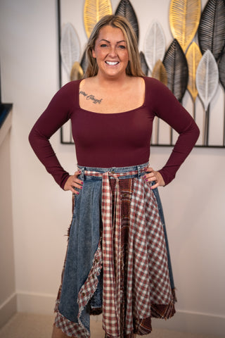 Gypsy Road Plaid Denim Skirt Oli & Hali