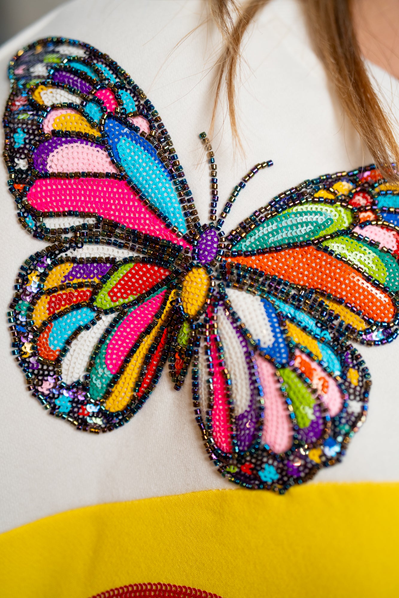 Queen of Sparkles Yellow & White Checkered Summer Icons Sweatshirt