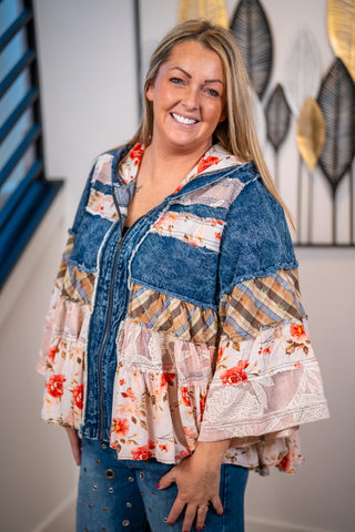 Free Spirit Ruffle Denim Jacket Oli & Hali