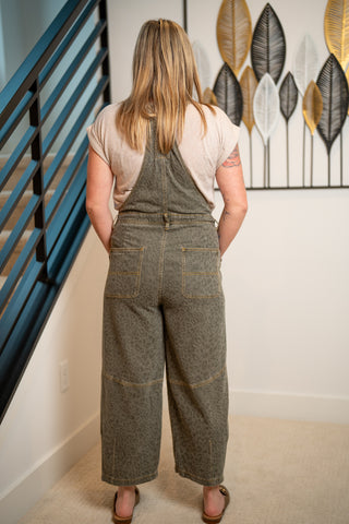 Easel Animal Print Washed Overalls – Adjustable Straps, Wide-Leg Fit - Buttercup Lynne Boutique