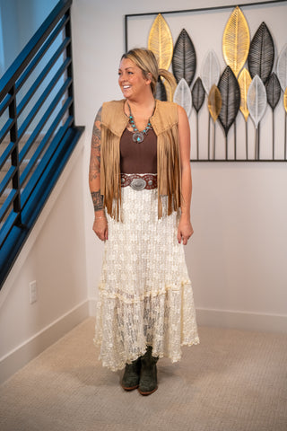 Gisele Floral Lace Midi Skirt By Together