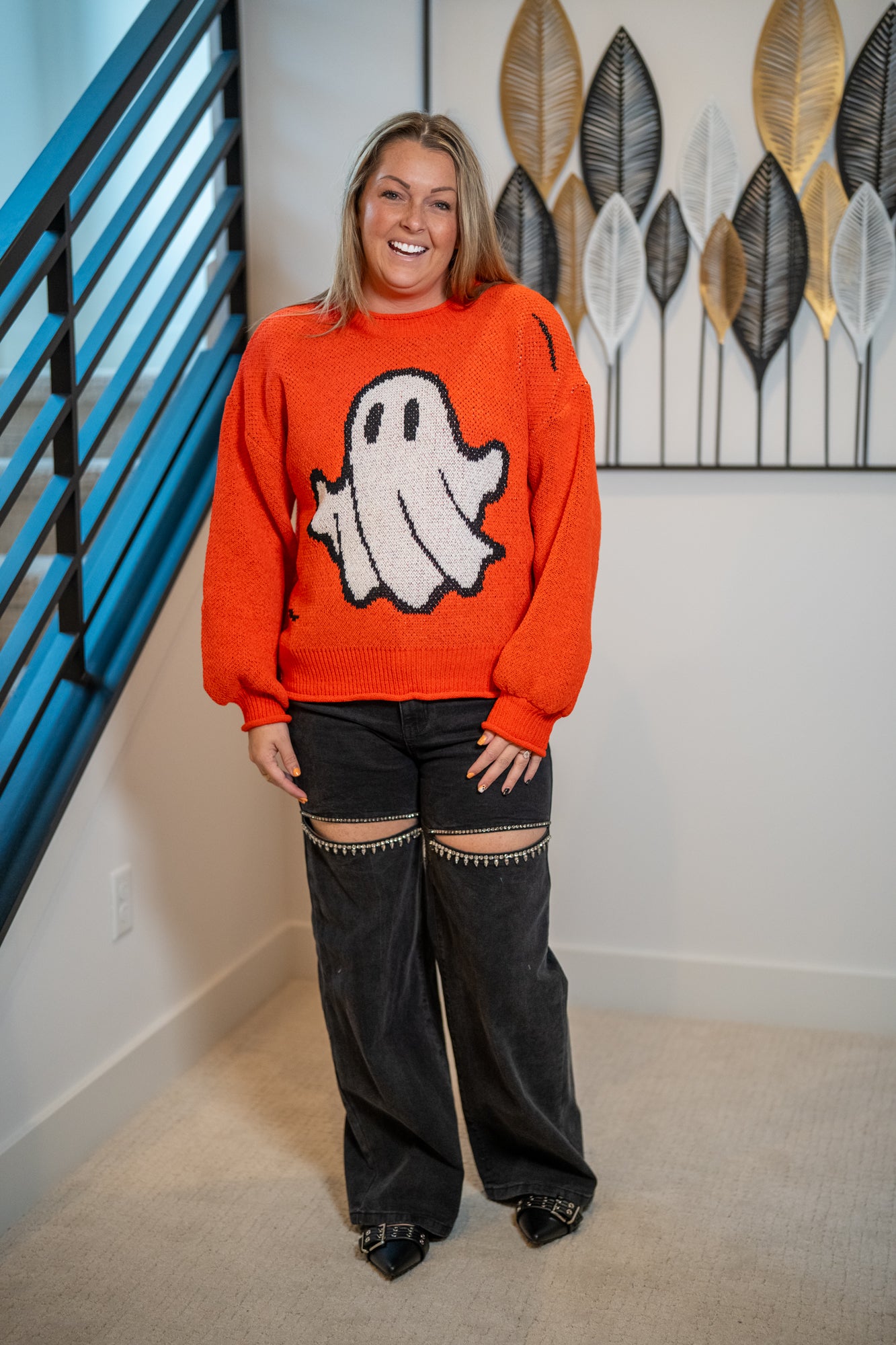 Mello Spooky Ghost Knit Sweater - Buttercup Lynne Boutique
