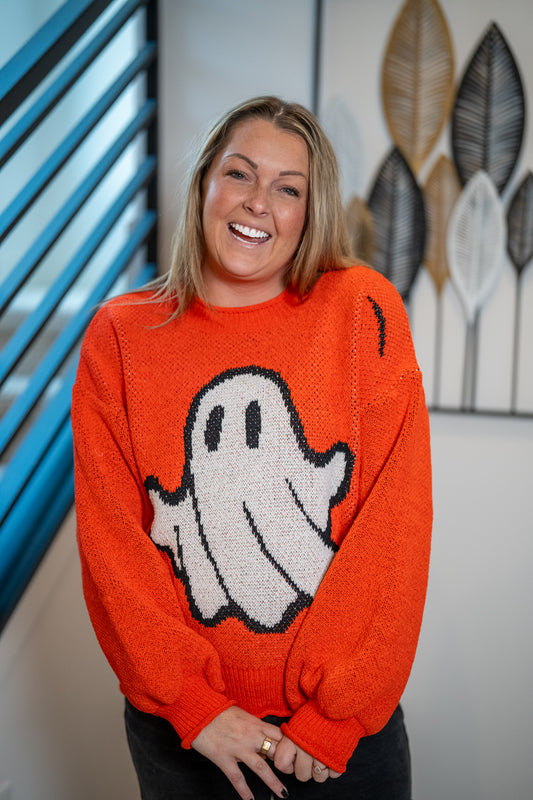 Mello Spooky Ghost Knit Sweater - Buttercup Lynne Boutique
