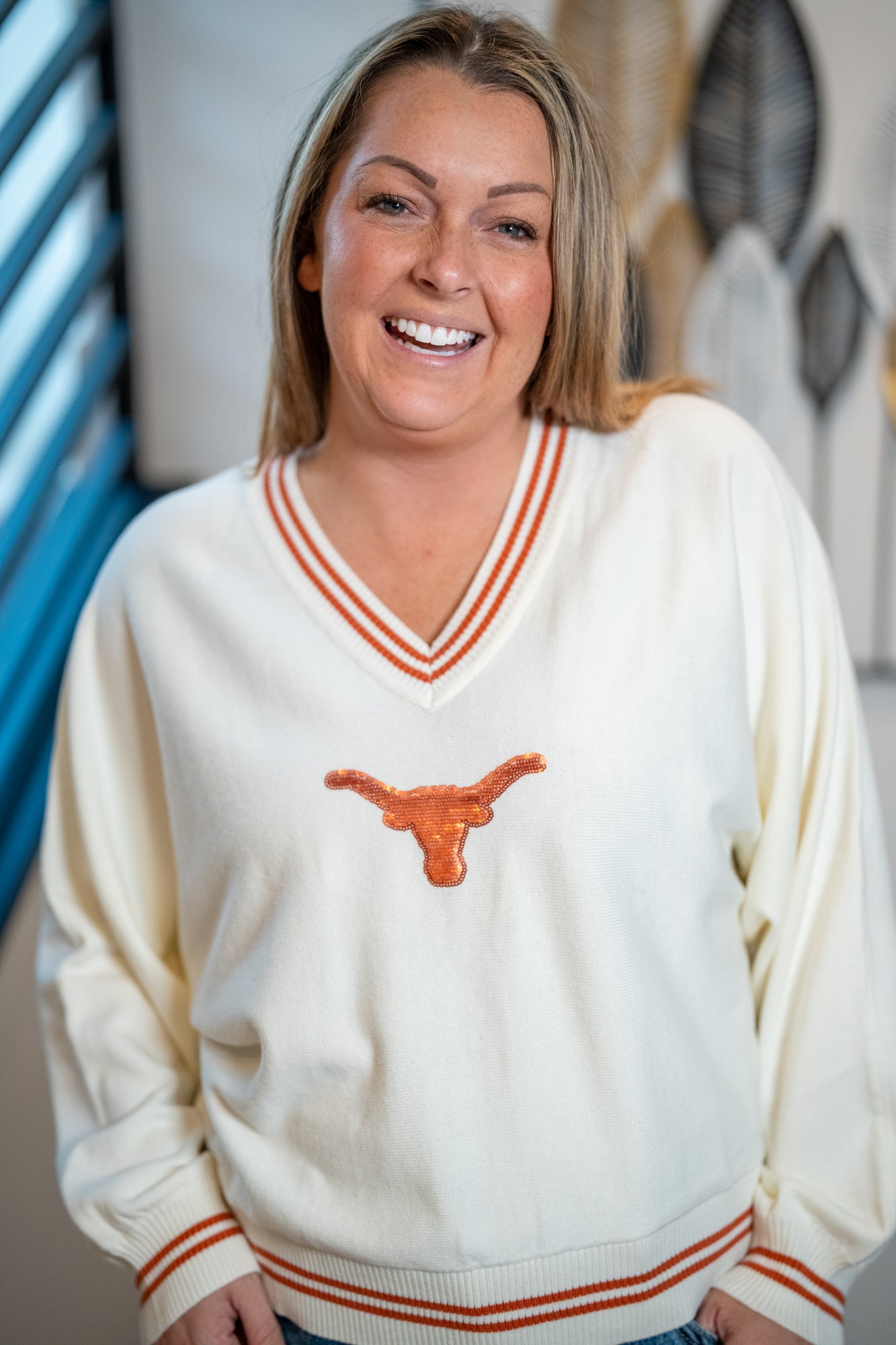 Queen of Sparkles - Texas V Neck Sweater - Buttercup Lynne Boutique
