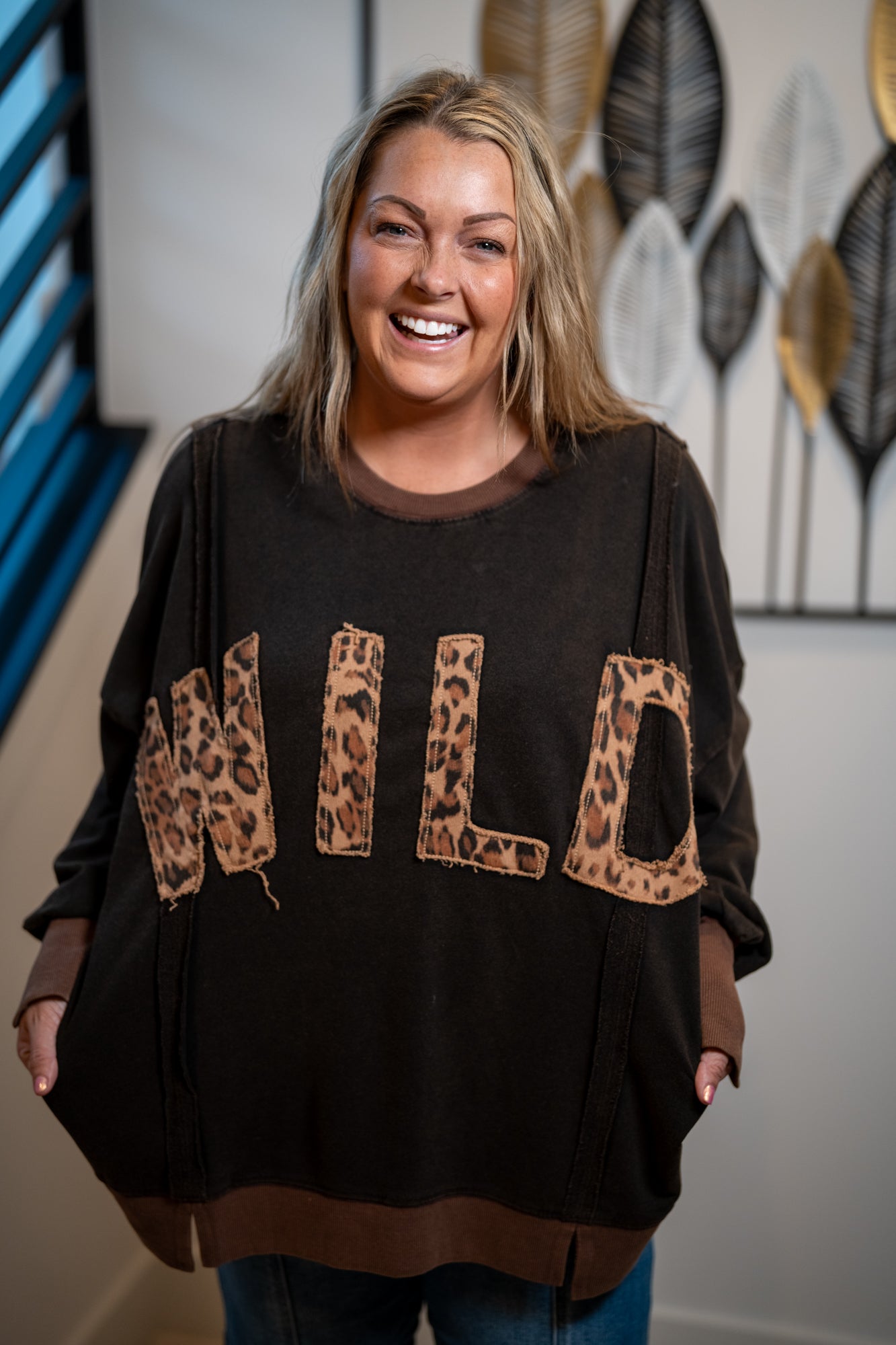 Easel Oversized "Wild" Pullover - Buttercup Lynne Boutique
