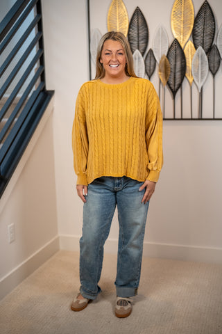 Cozy Days Mineral Washed Cable Knit Sweater