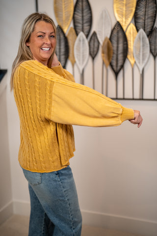 Cozy Days Mineral Washed Cable Knit Sweater