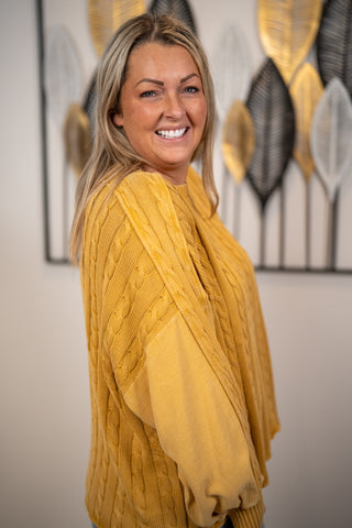 Cozy Days Mineral Washed Cable Knit Sweater