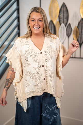 Butterfly Ruffle Lace Cardigan Mello