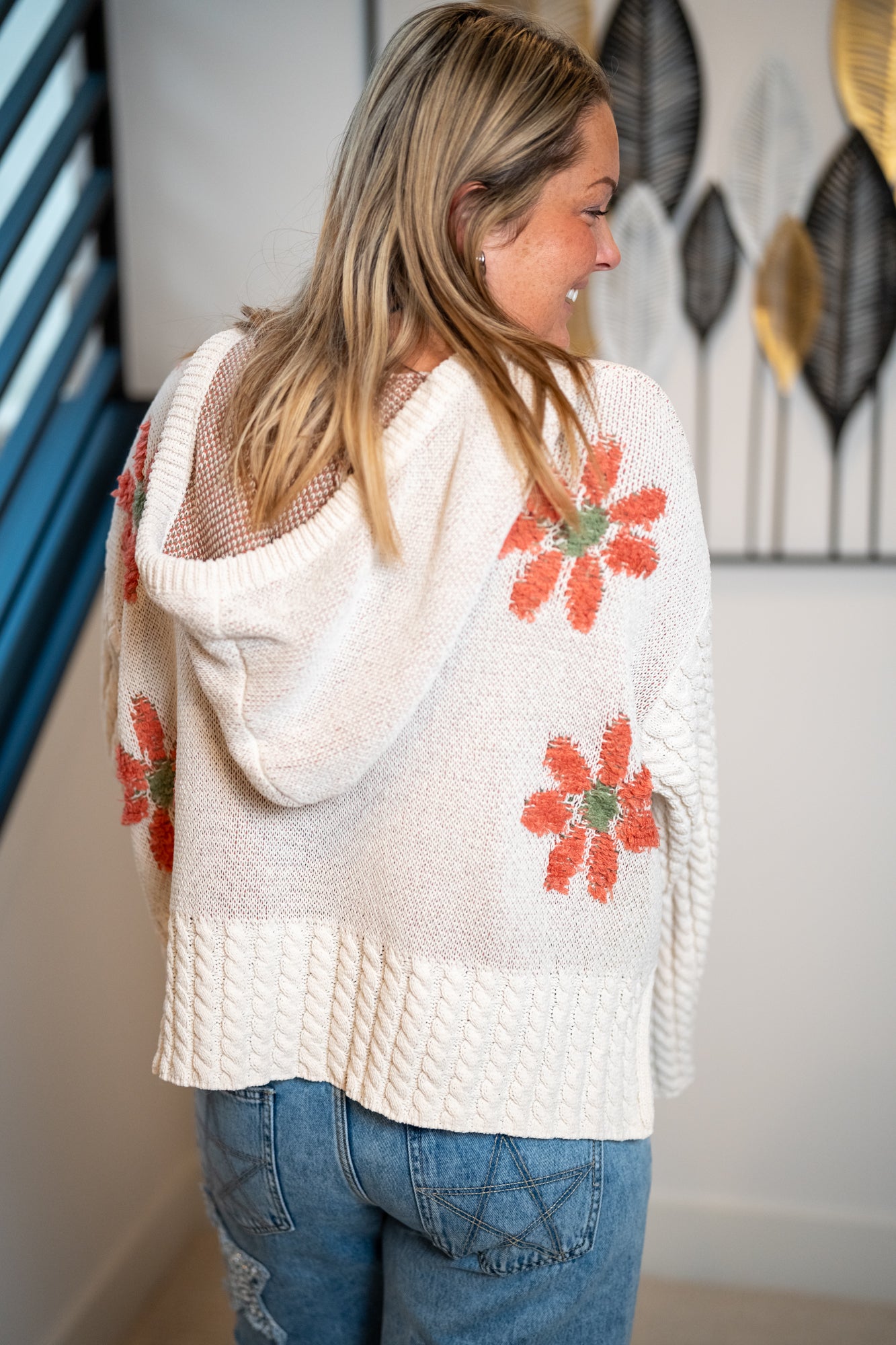 Mello Hooded Sweater with Floral Pattern