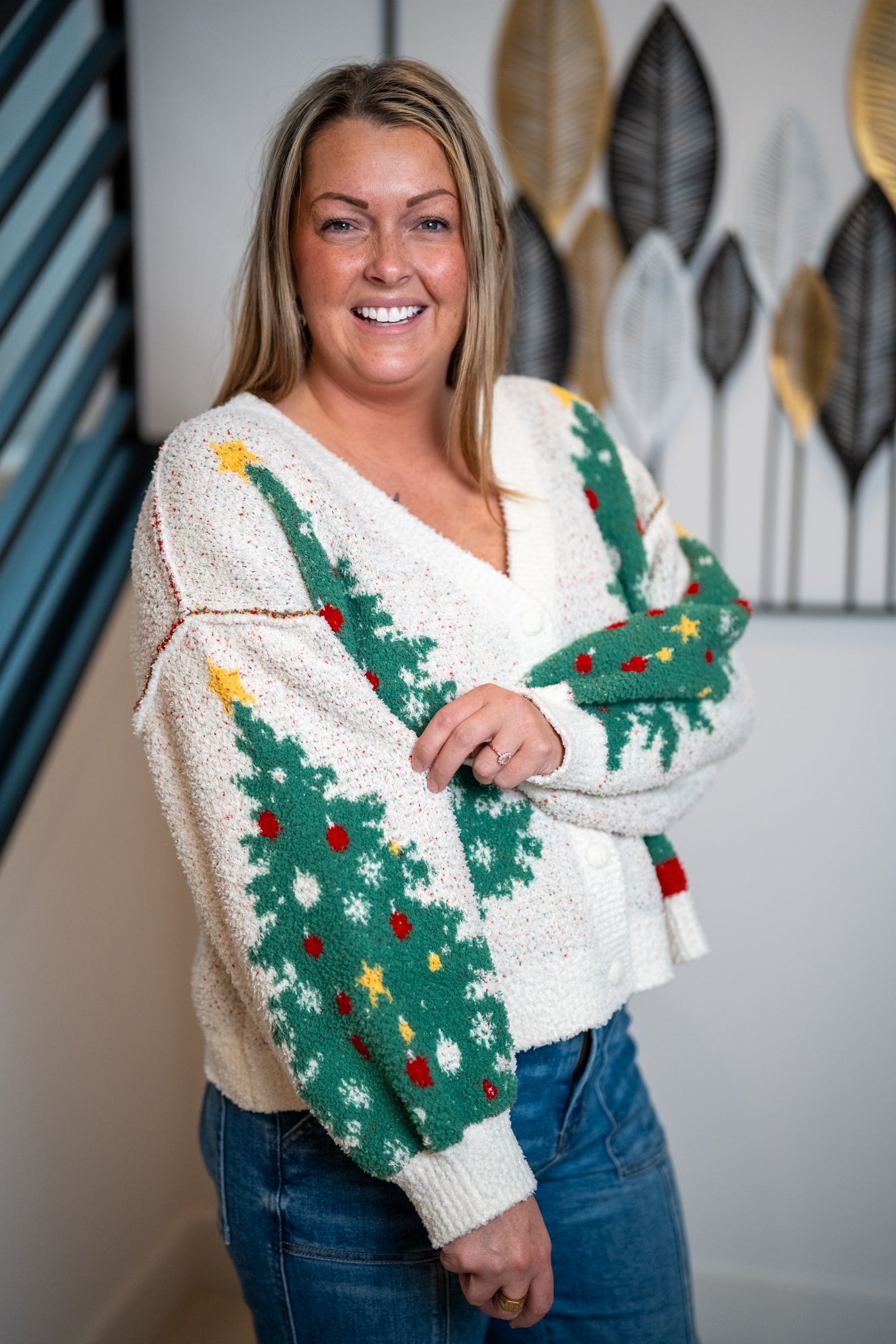 Mello Merry Christmas Tree Knit Cardigan