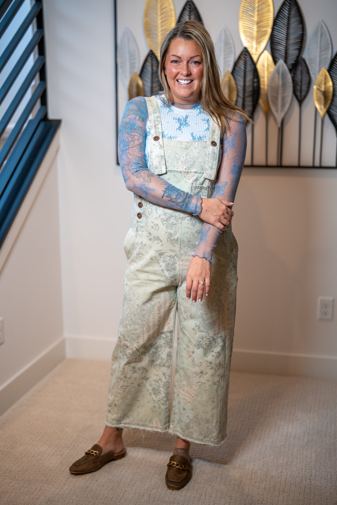 Easel Vintage Patchwork Twill Overalls