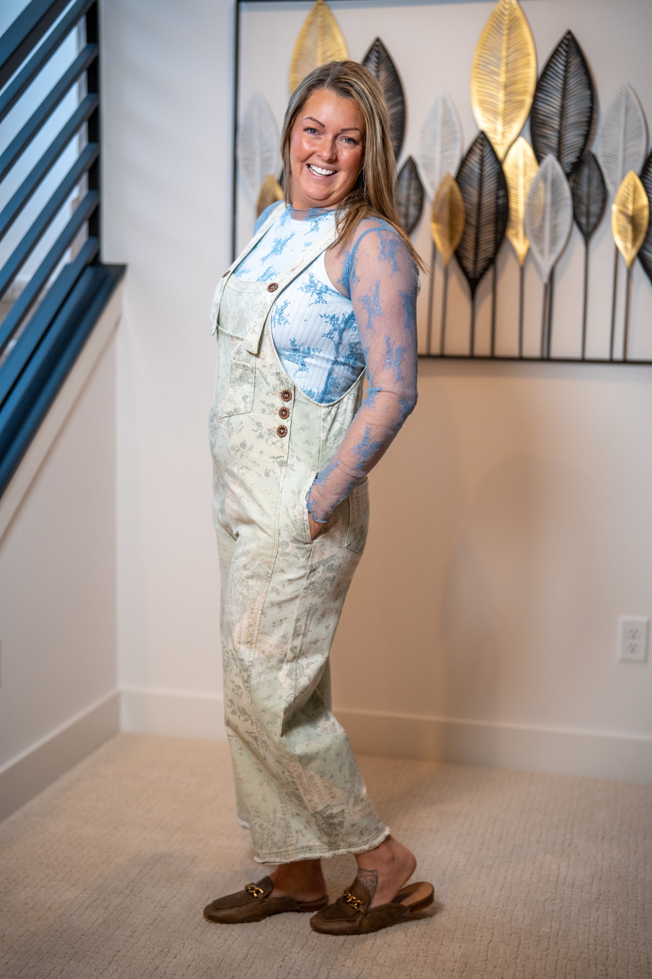 Easel Vintage Patchwork Twill Overalls