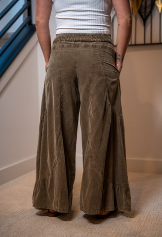 Easel Washed Baby Corduroy Palazzo Pants