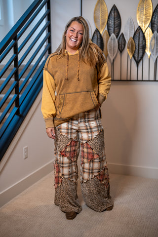 Oli Hali Washed Plaid Leopard Pants