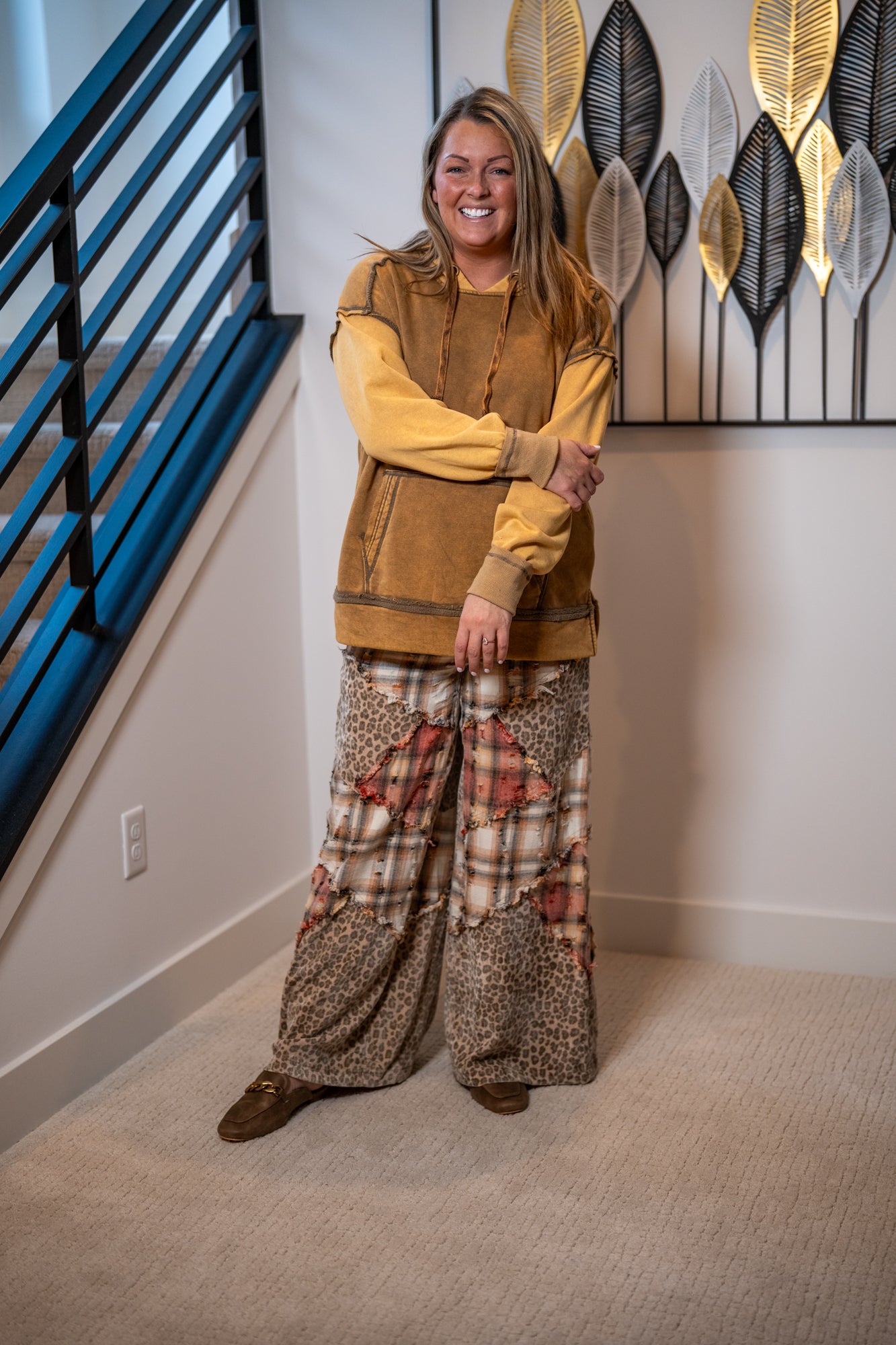 Oli Hali Washed Plaid Leopard Pants