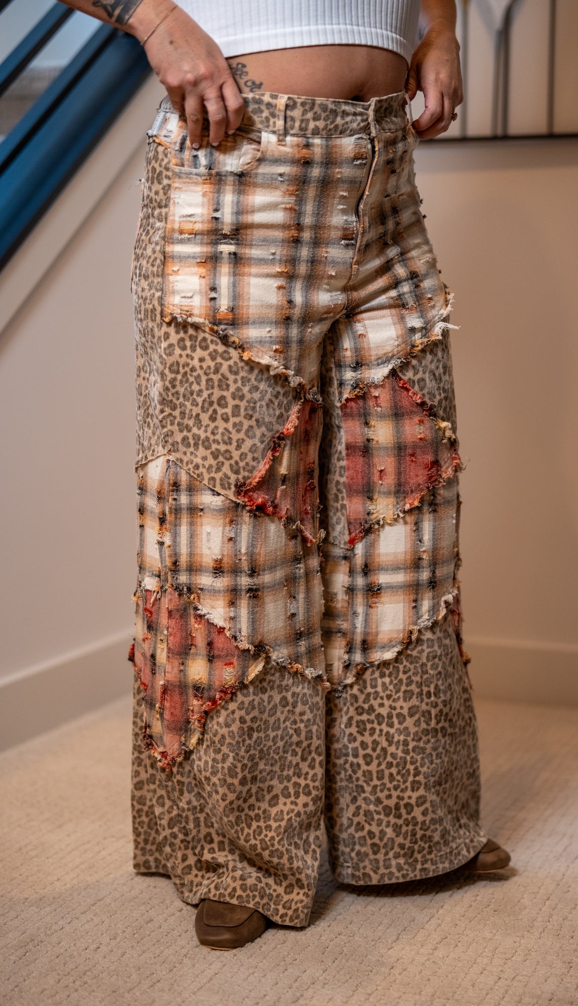 Oli Hali Washed Plaid Leopard Pants