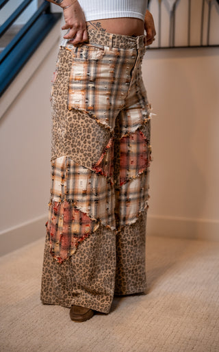 Oli Hali Washed Plaid Leopard Pants
