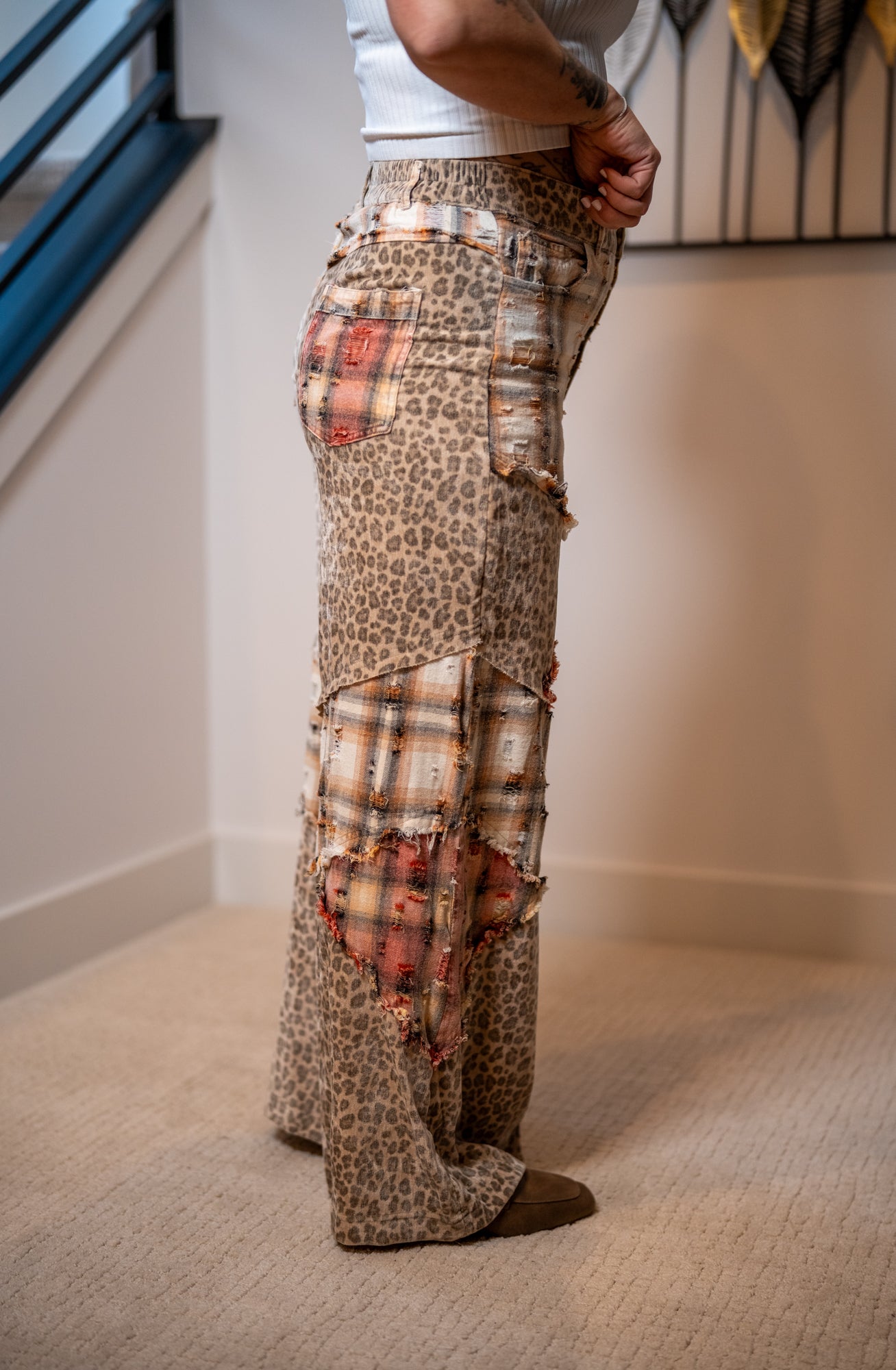 Oli Hali Washed Plaid Leopard Pants