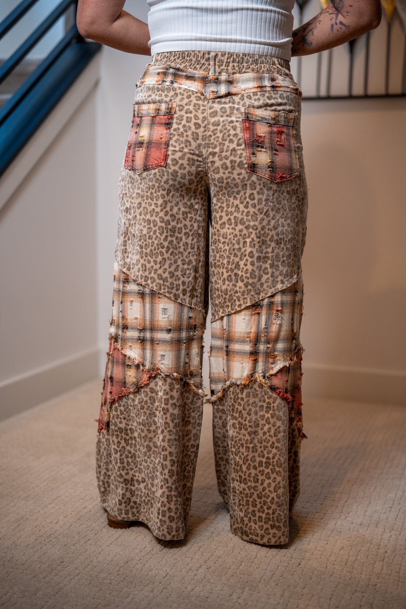 Oli Hali Washed Plaid Leopard Pants