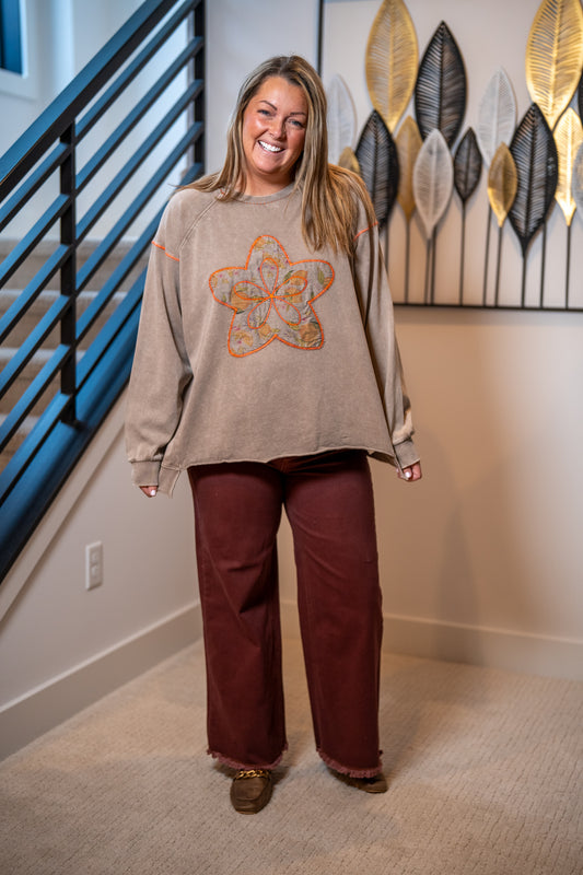 Easel Star Patch Terry Pullover