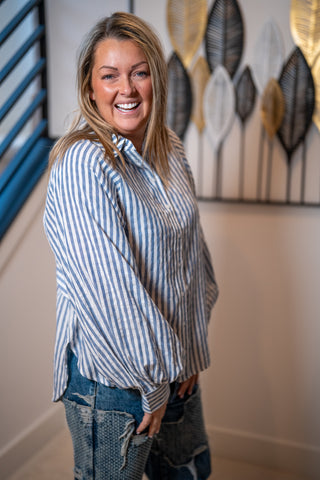 Easel Striped Button Down