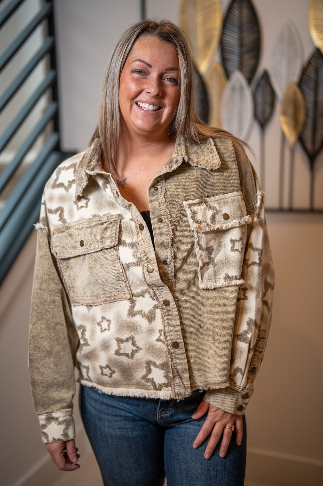 Oli & Hali Star Print Corduroy Jacket