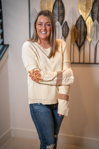 Boho Patchwork Terry Pullover Easel