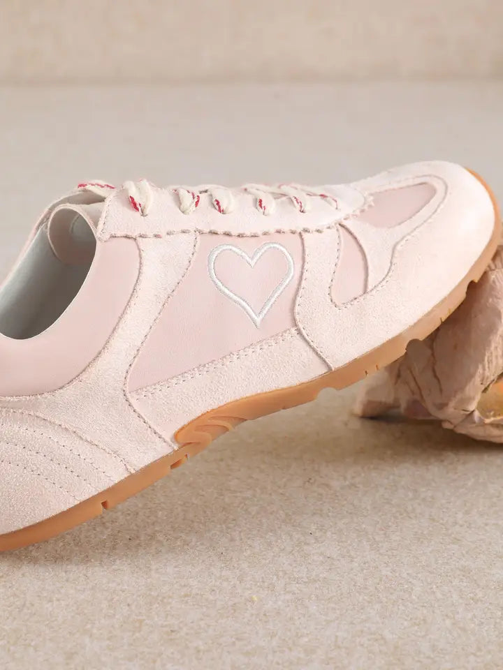 MiiM Emilia Heart Suede Sneaker – Blush Pink
