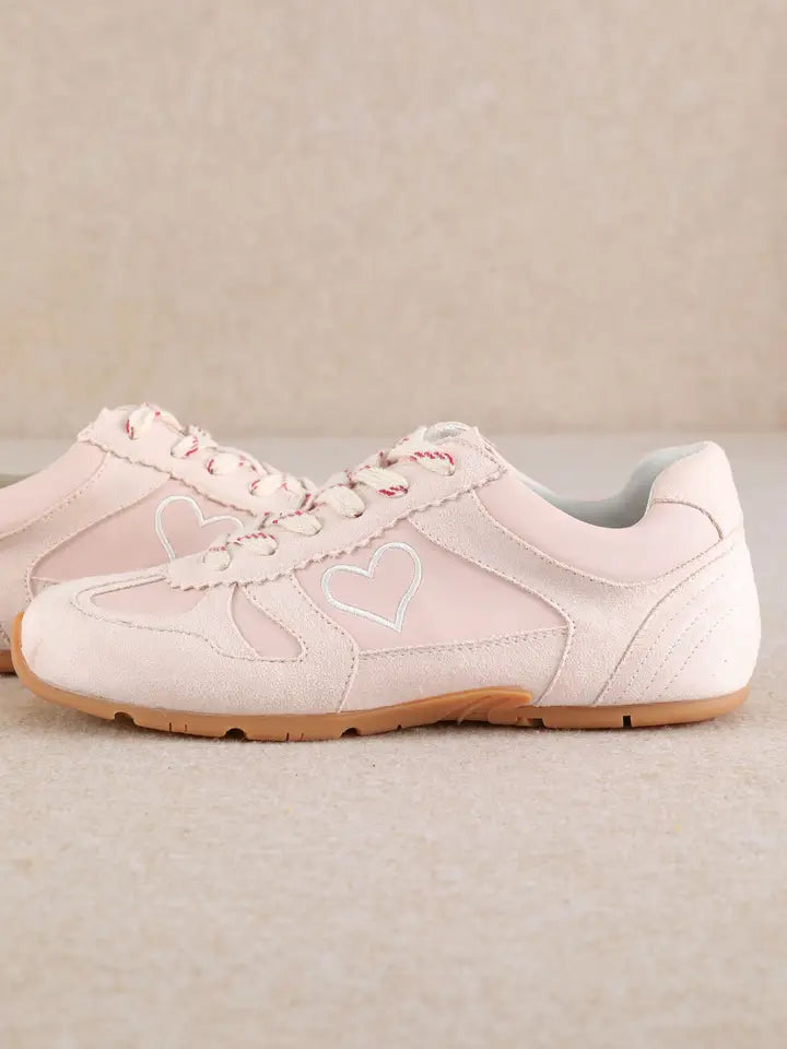MiiM Emilia Heart Suede Sneaker – Blush Pink