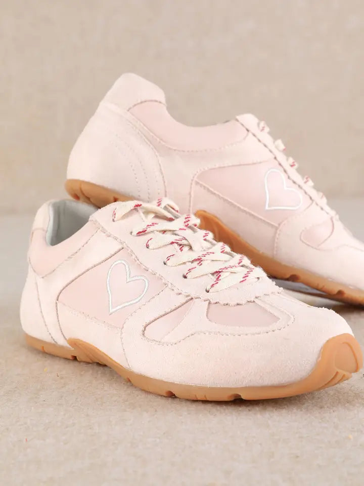 MiiM Emilia Heart Suede Sneaker – Blush Pink
