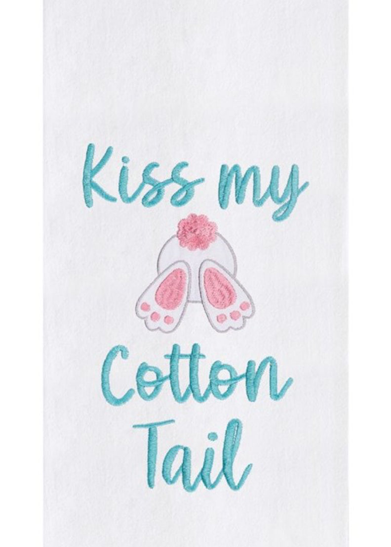 Kiss my Cotton Tail - Embroidered Flour Sack Towel