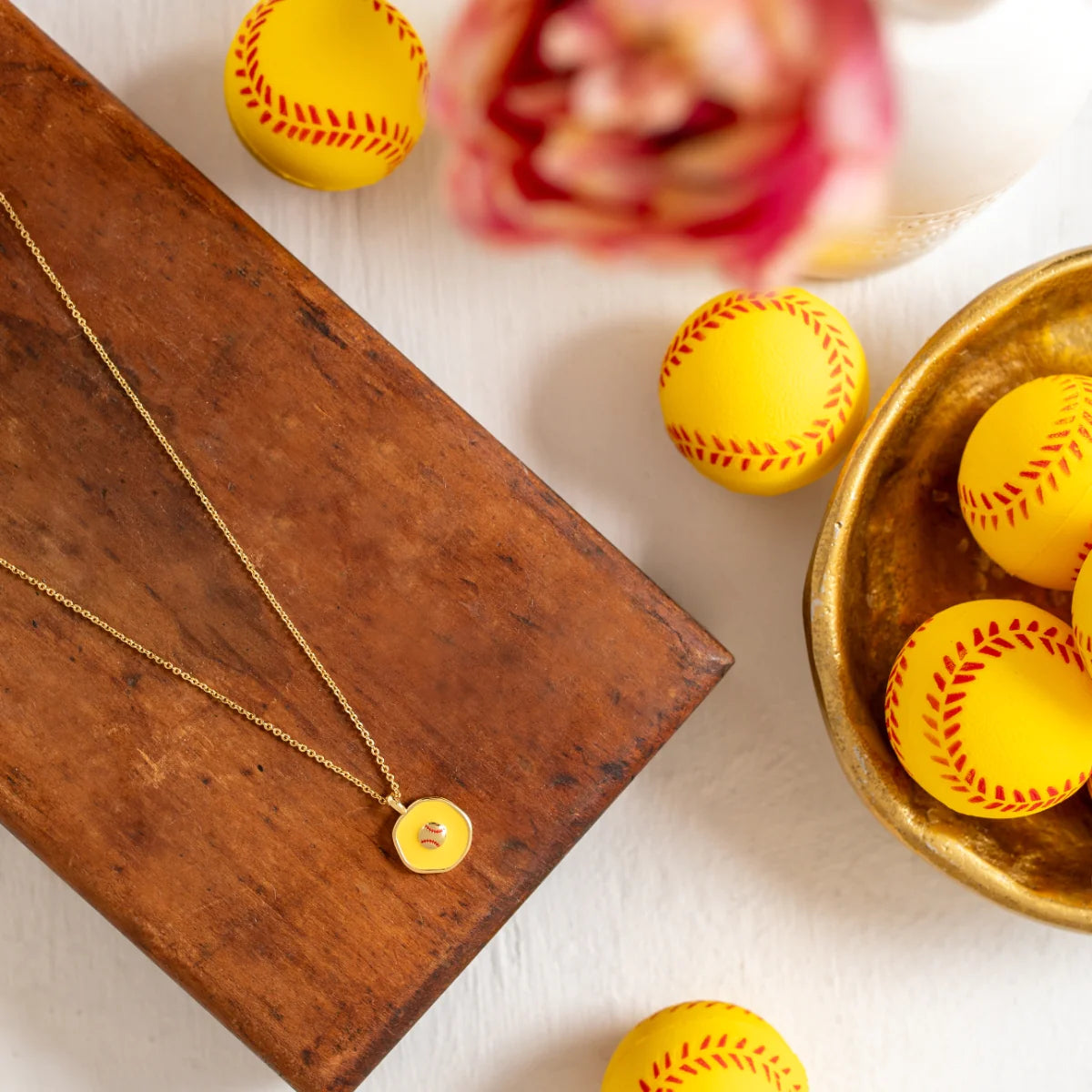 Softball Pendant Necklace