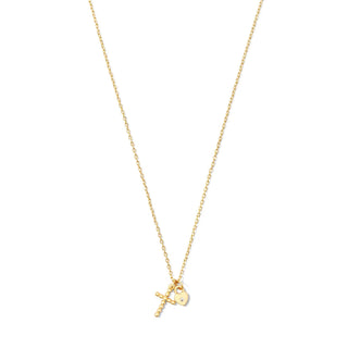 Small Cross with Tiny Heart Lock Necklace - Buttercup Lynne Boutique