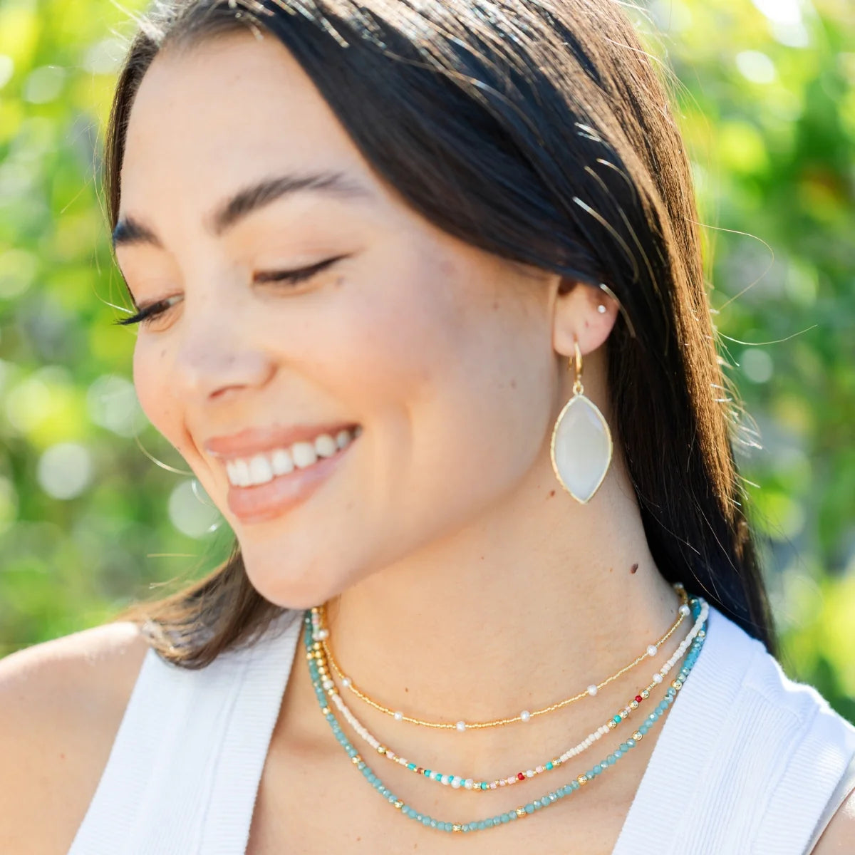 White Jordon Stone Dangle Earrings