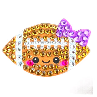 Stickerbeans Brady rhinestone sticker featuring kawaii football with purple bow