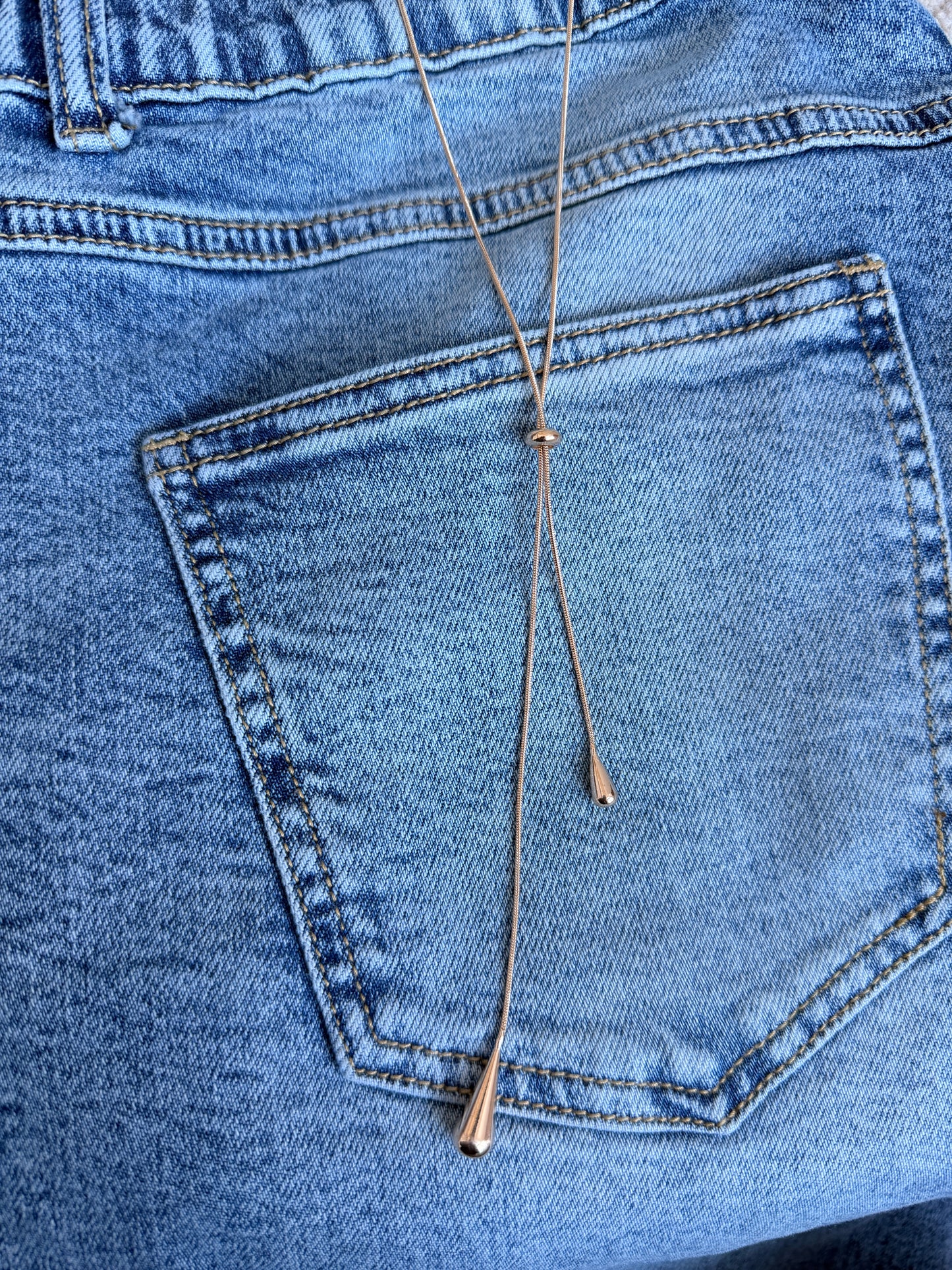 Simple Gold Drop Slider Necklace