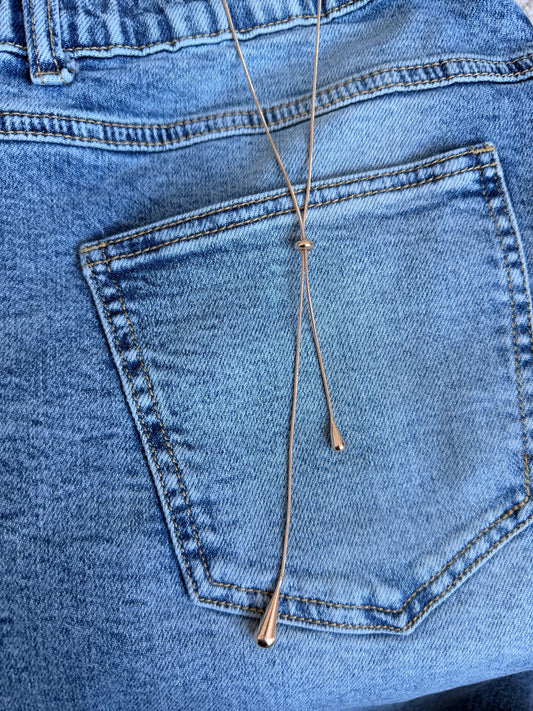 Simple Gold Drop Slider Necklace