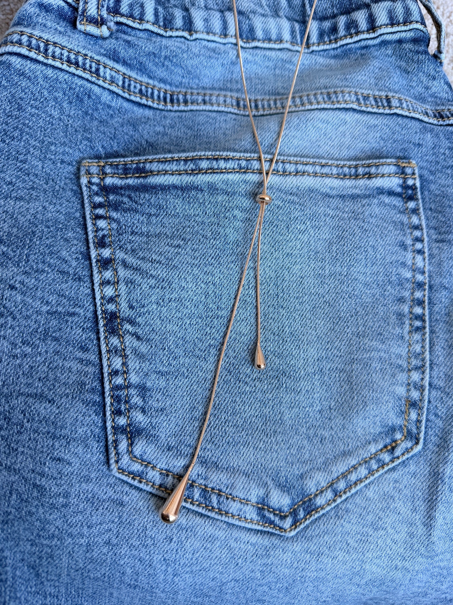 Simple Gold Drop Slider Necklace