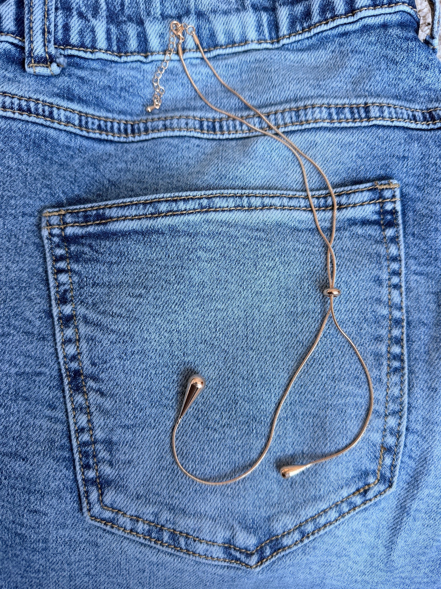 Simple Gold Drop Slider Necklace