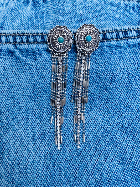 Turquoise Trail Tassel Earrings