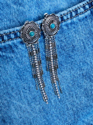 Turquoise Trail Tassel Earrings