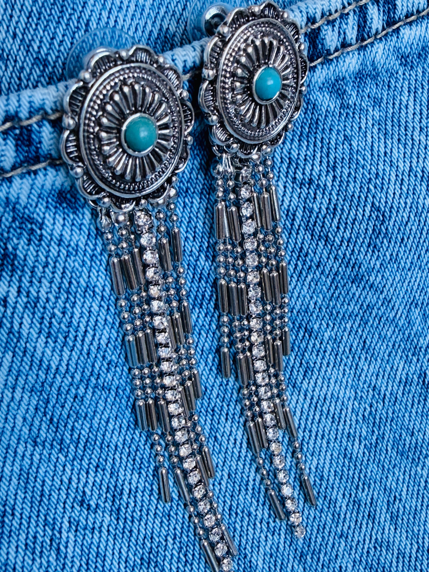 Turquoise Trail Tassel Earrings