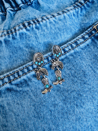 Western Turquoise Charm Dangle Earrings
