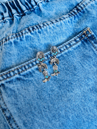 Western Turquoise Charm Dangle Earrings