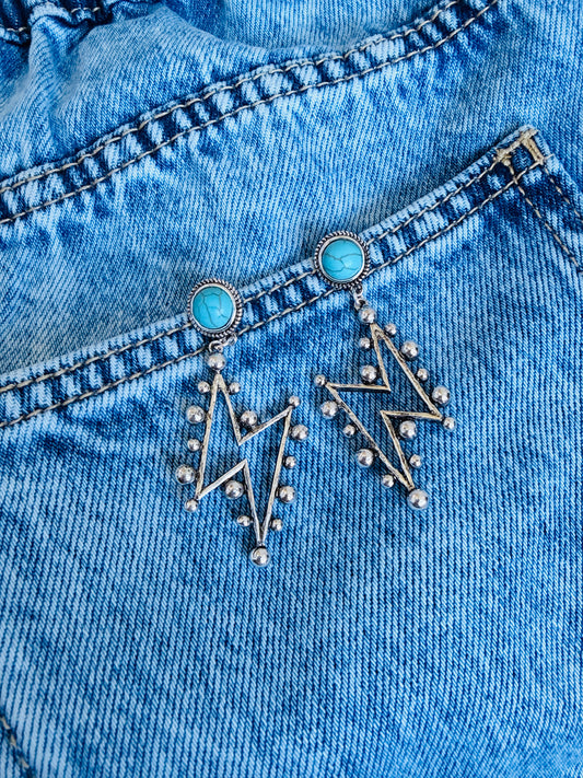 Turquoise Lightning Bolt Dangle Earrings