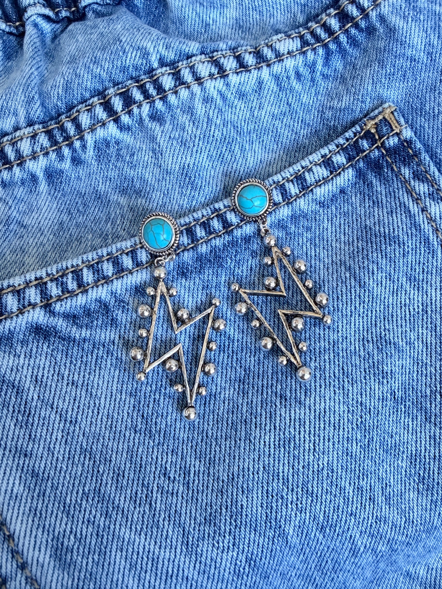 Turquoise Lightning Bolt Dangle Earrings