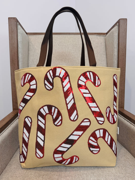 Candy Cane Sparkle Tote - Buttercup Lynne Boutique