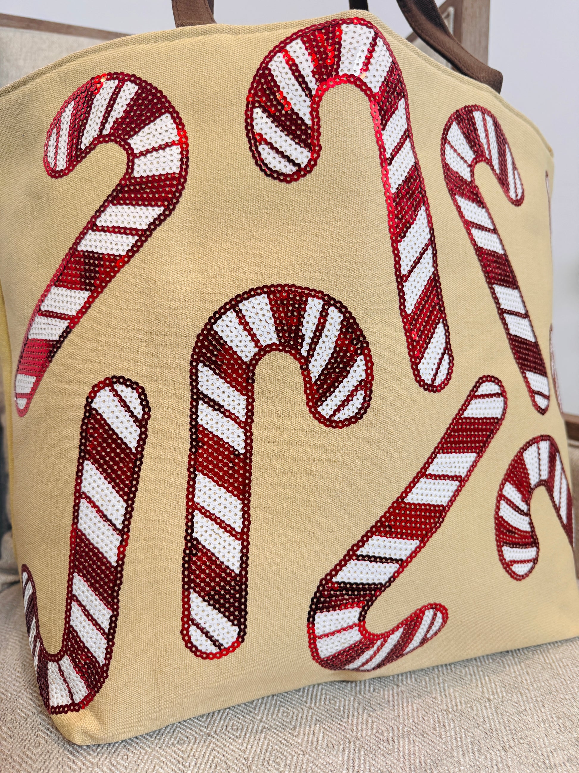 Candy Cane Sparkle Tote - Buttercup Lynne Boutique